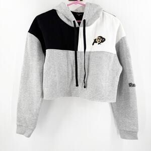 Color Block Cropped Hoodie